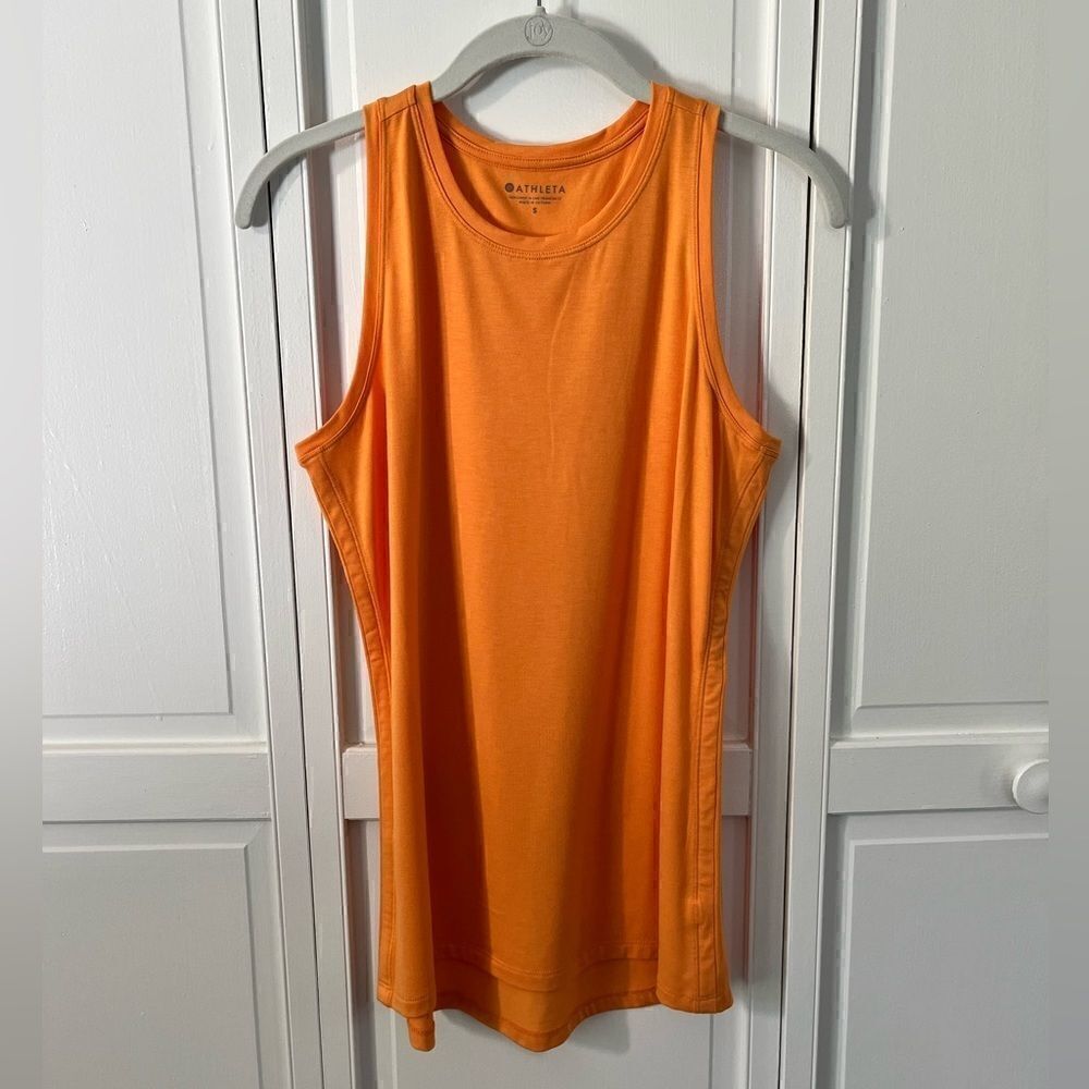 Athleta Women's Size Small High Neck Super Soft Tank, Tangerine Orange NWOT
